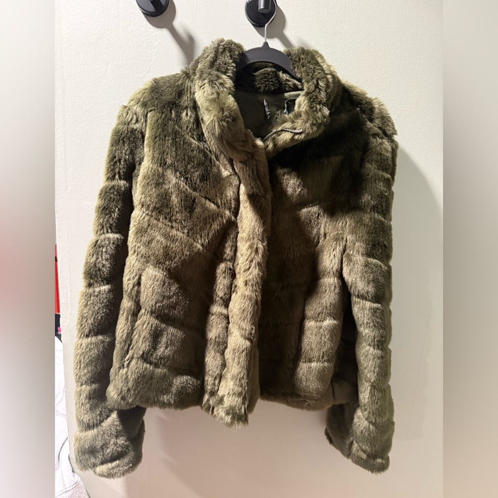 Olive Green Fur Jacket